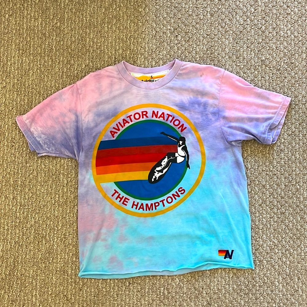 Hamptons Aviator Nation bubblegum tie dye tee